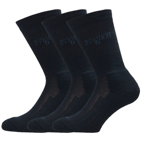 Avignon Terry Merinoull Strumpa 3-Pack Svarta